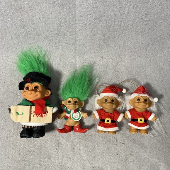 Lot of 10 Holiday Christmas Troll Doll Ornament Pencil Topper Toy Vintage - Picture 5 of 7